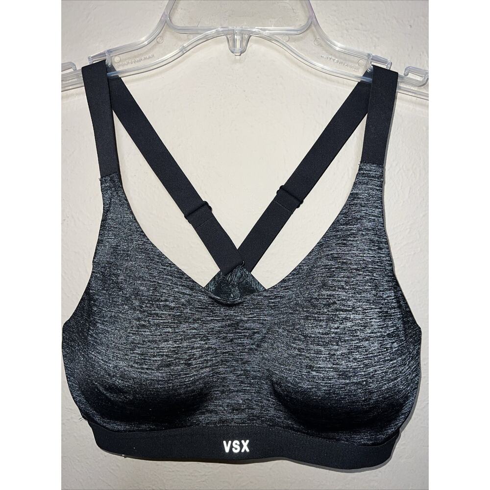 VSX Women's Black Heather Sports Bra - Supportive Strappy Design